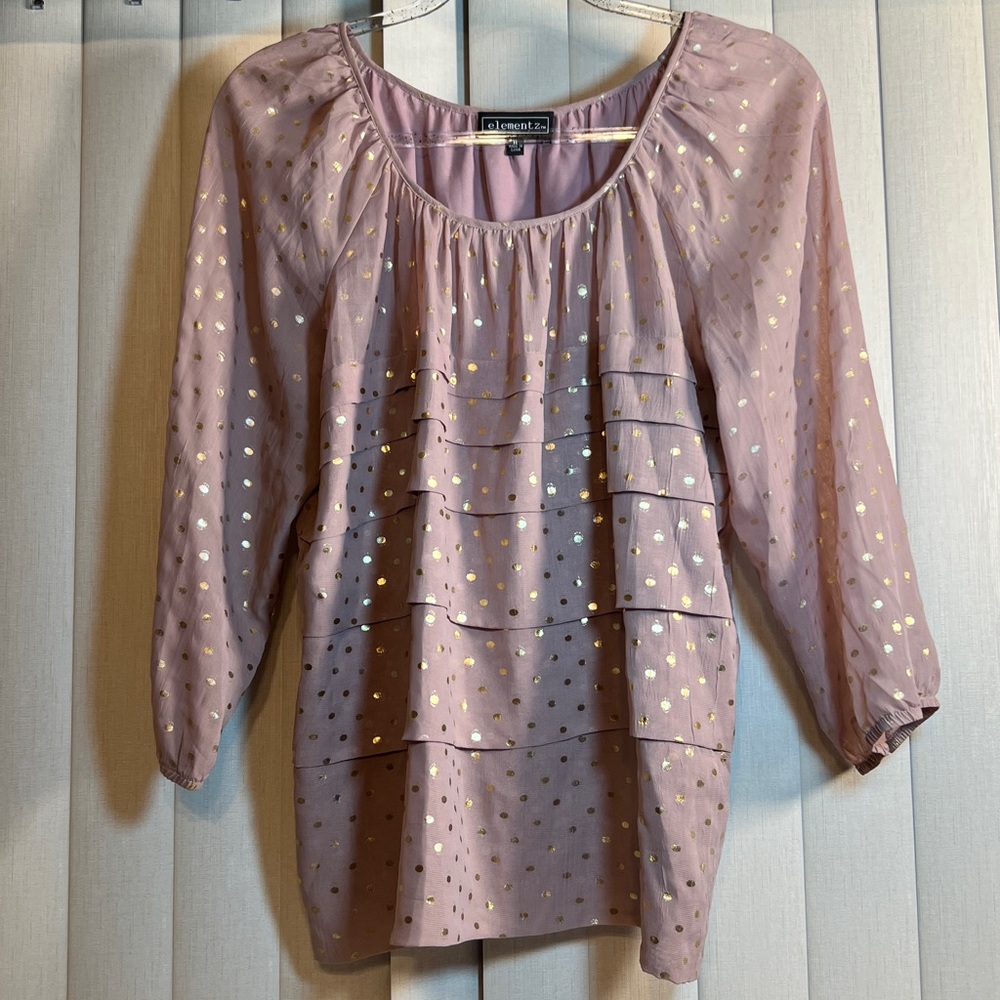 Elementz Blush and Gold Polka Dot Top